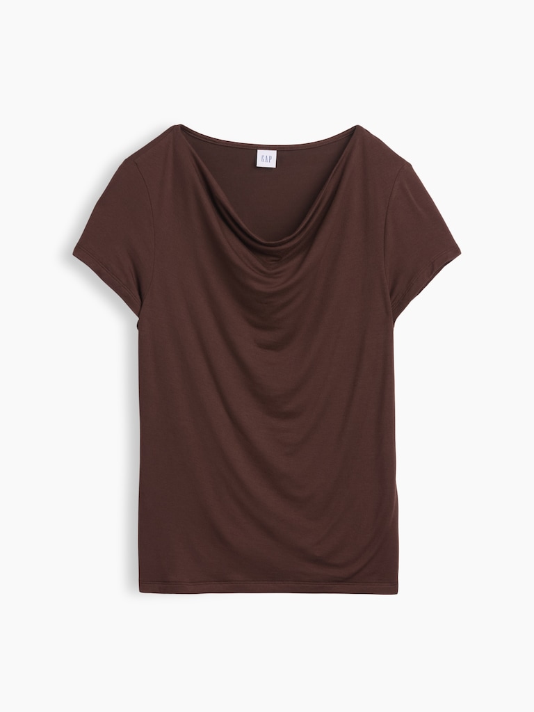 Stretch Jersey Cowl-Neck Top