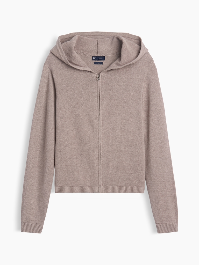 100% Cotton Relaxed Zip Sweater Hoodie