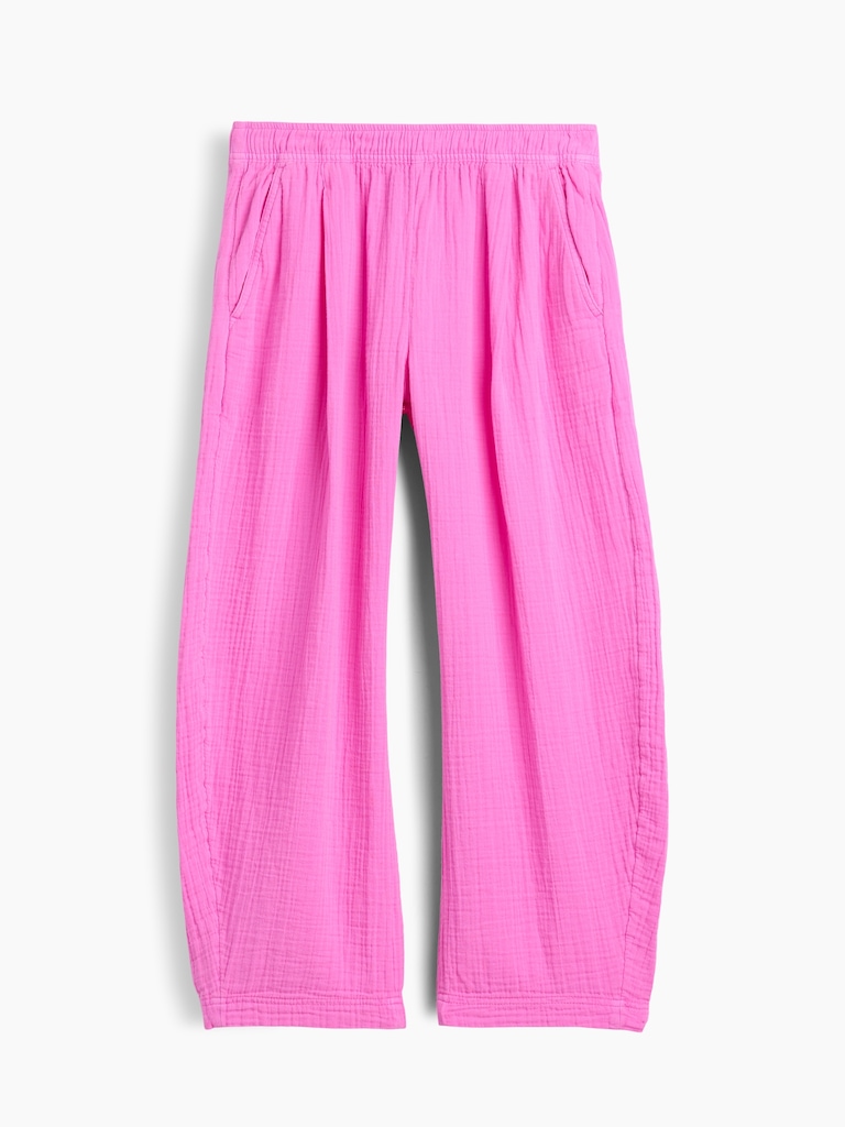 Cotton Gauze Easy Barrel Pants