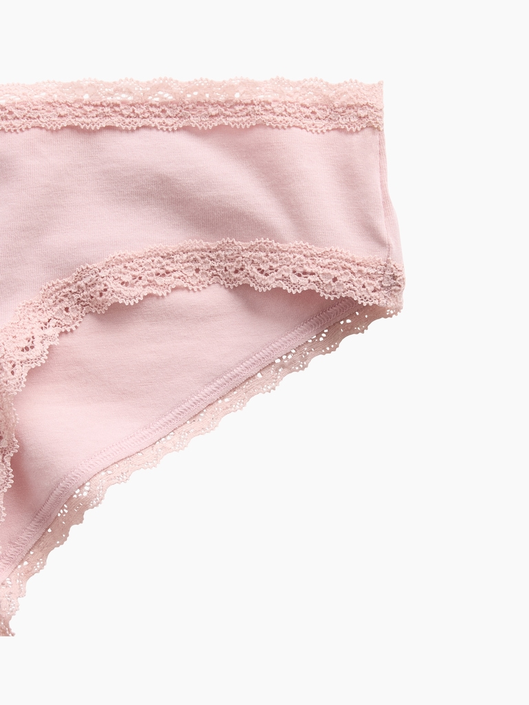 MadeSoft Organic Stretch Cotton Lace-Trim Cheeky Hipster