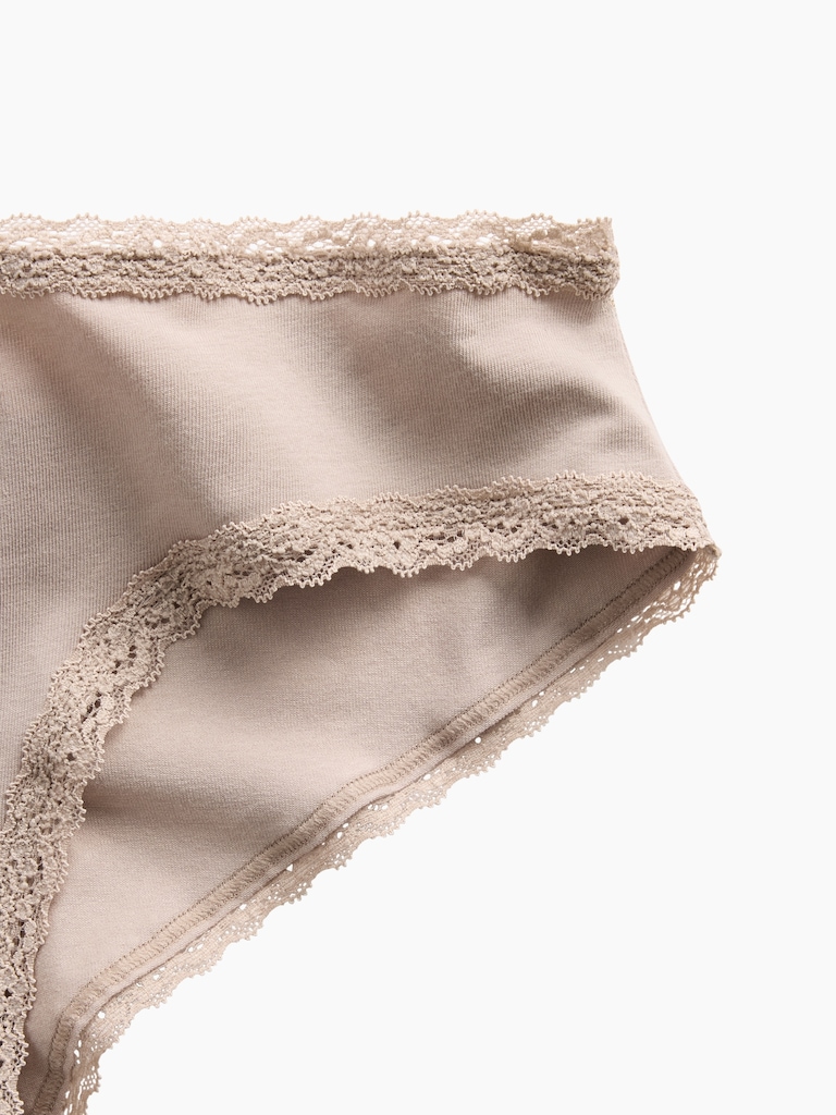 MadeSoft Organic Stretch Cotton Lace-Trim Cheeky Hipster