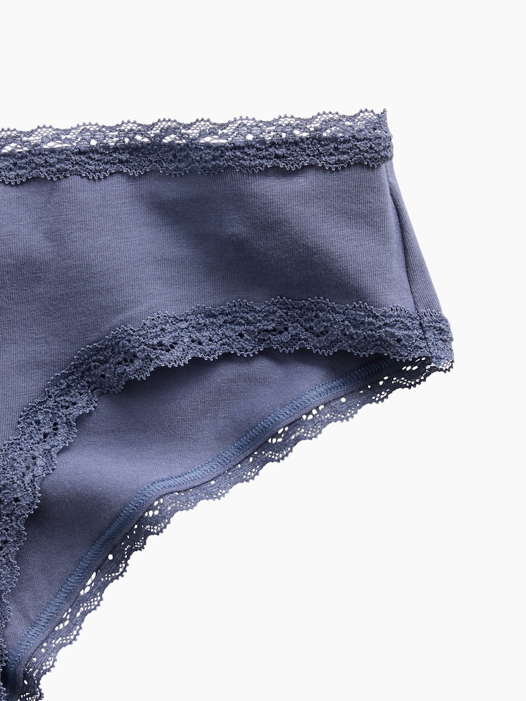 MadeSoft Organic Stretch Cotton Lace-Trim Cheeky Hipster
