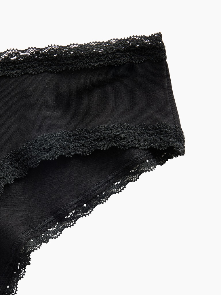 MadeSoft Organic Stretch Cotton Lace-Trim Cheeky Hipster