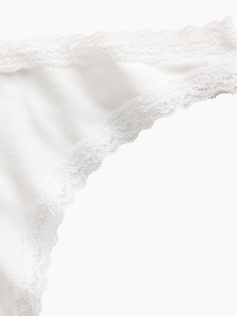 MadeSoft Organic Stretch Cotton Lace-Trim Thong