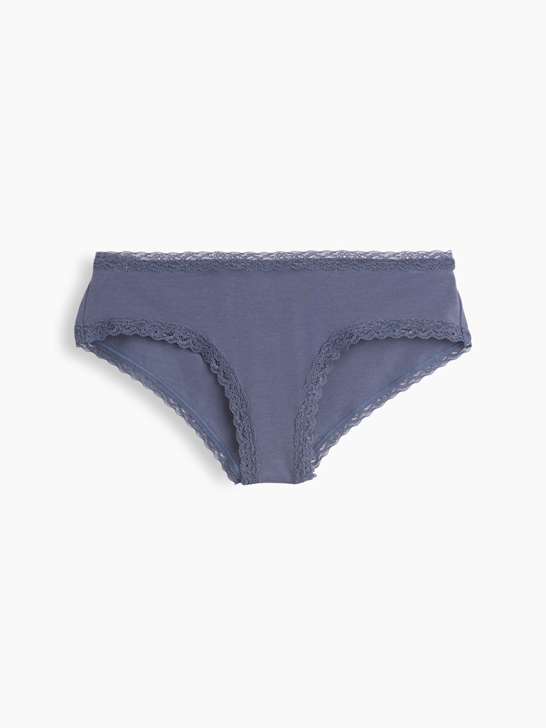 MadeSoft Organic Stretch Cotton Lace-Trim Cheeky Hipster
