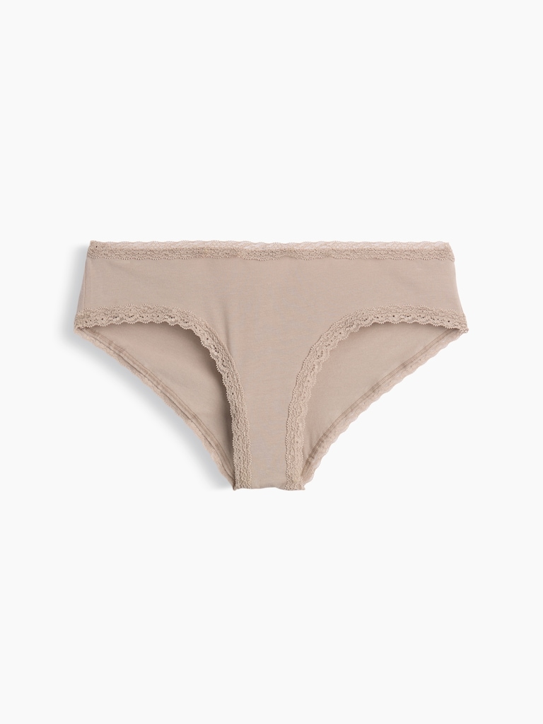 MadeSoft Organic Stretch Cotton Lace-Trim Cheeky Hipster