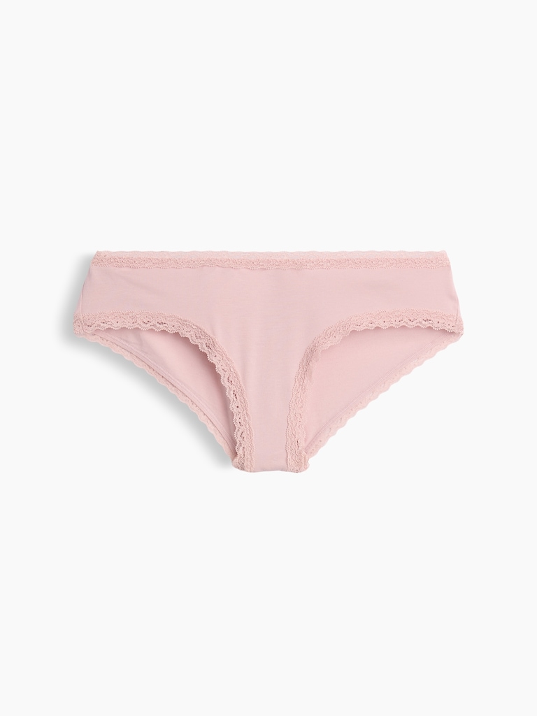 MadeSoft Organic Stretch Cotton Lace-Trim Cheeky Hipster