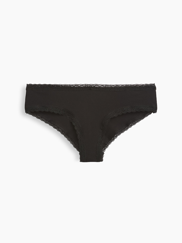 MadeSoft Organic Stretch Cotton Lace-Trim Cheeky Hipster