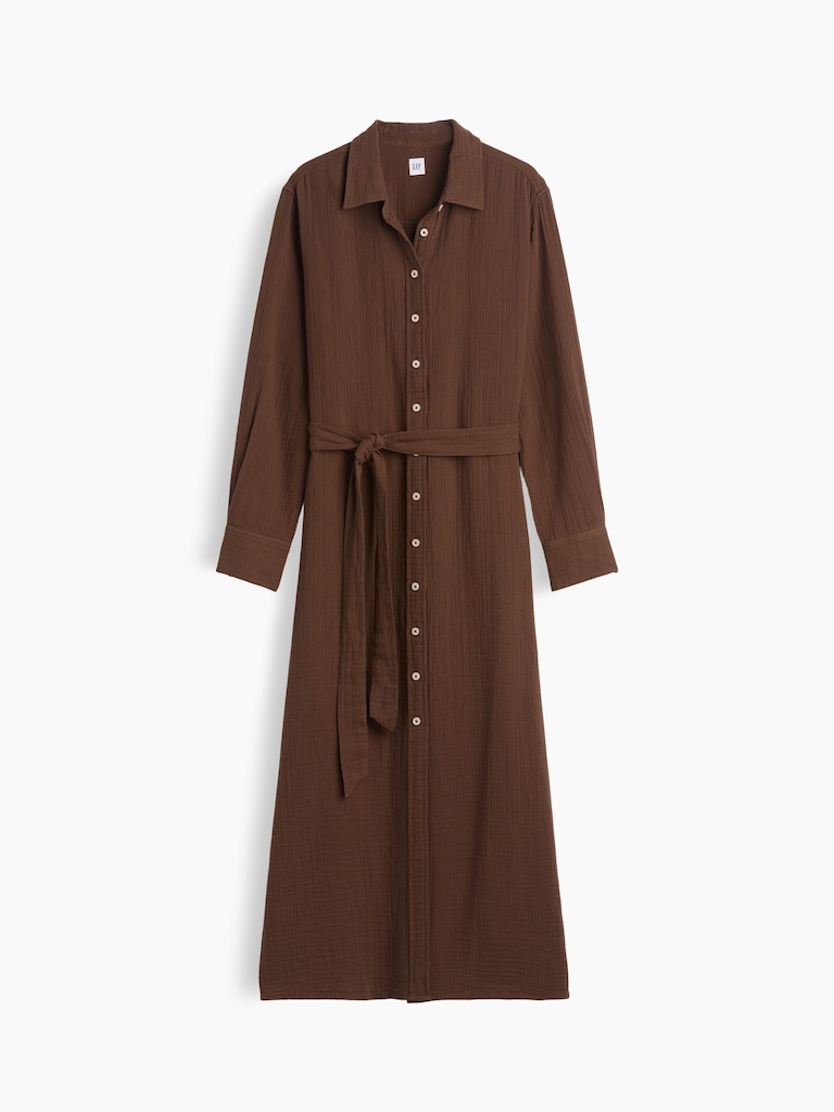 Cotton Gauze Maxi Shirtdress