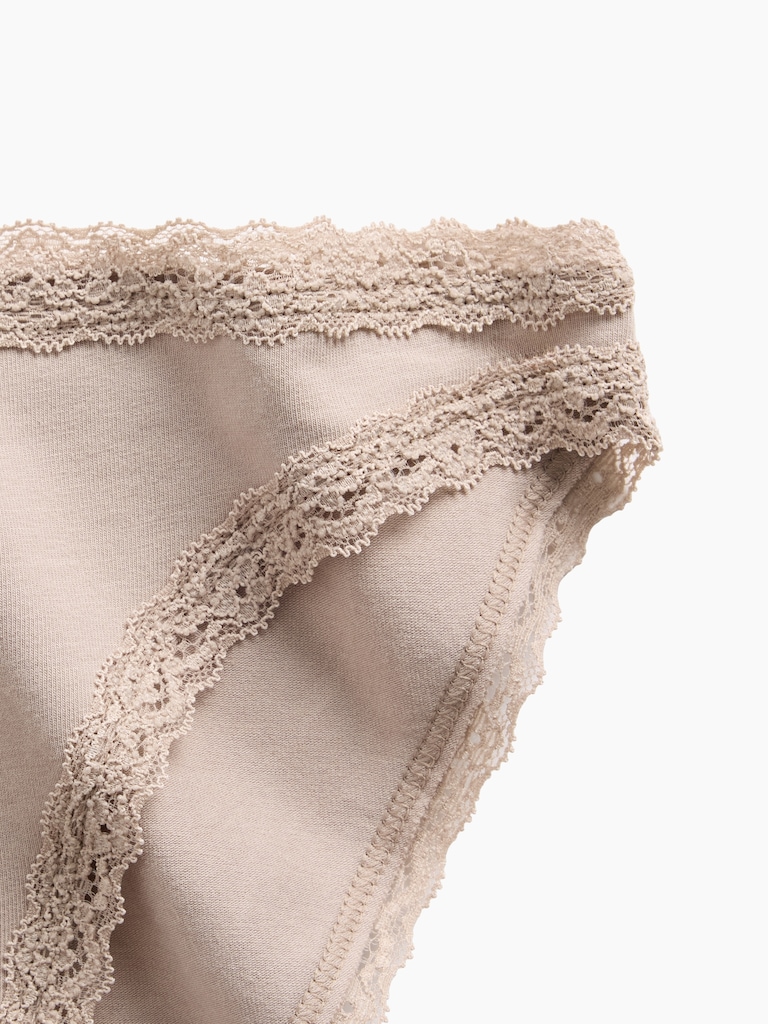 MadeSoft Organic Stretch Cotton Lace-Trim Bikini
