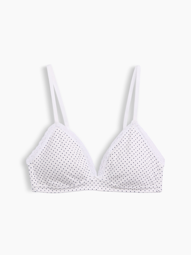 SoftMade Organic Stretch Cotton Lace-Trim Triangle Bralette