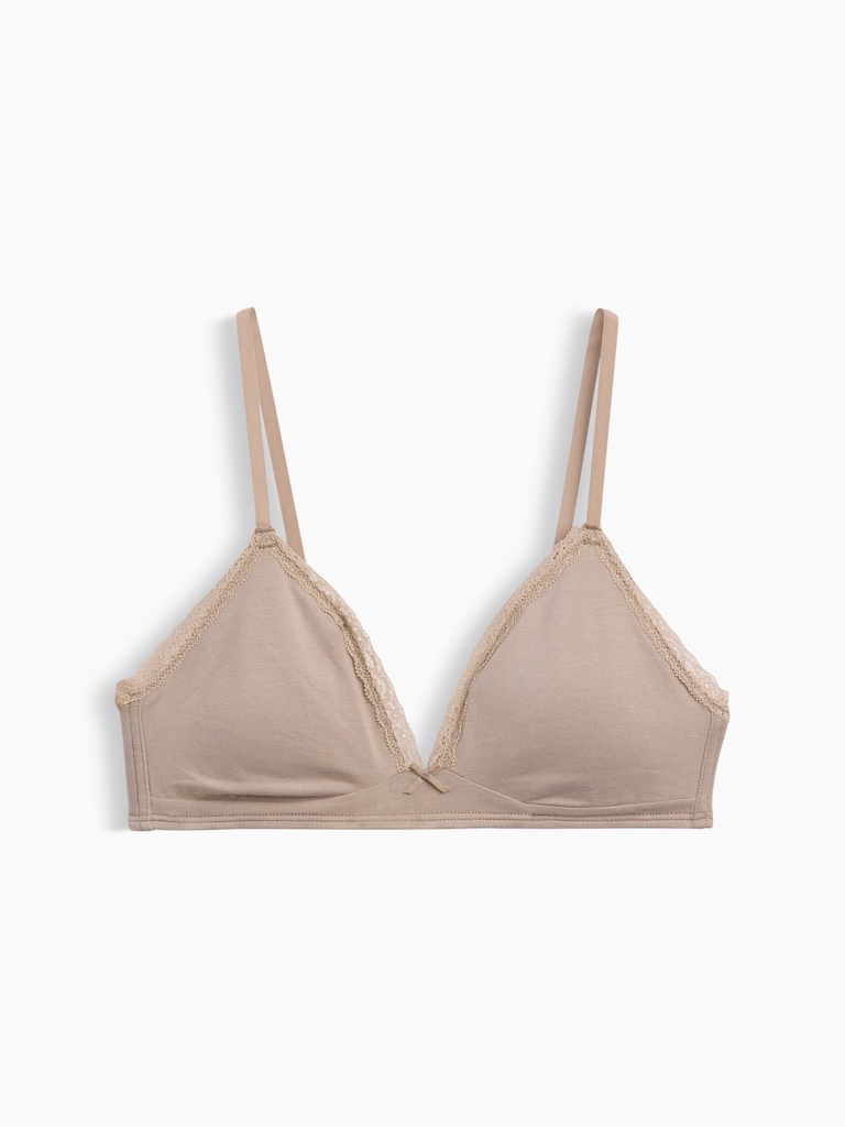SoftMade Organic Stretch Cotton Lace-Trim Triangle Bralette