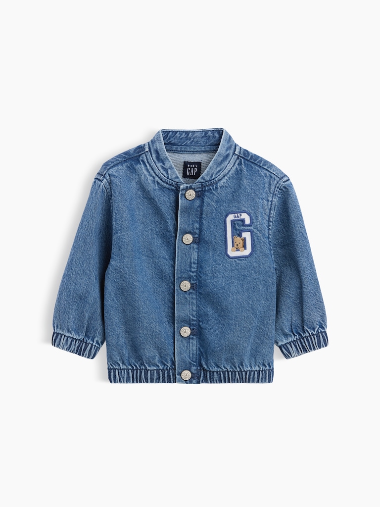 Baby Denim Brannan Bear Varsity Logo Jacket