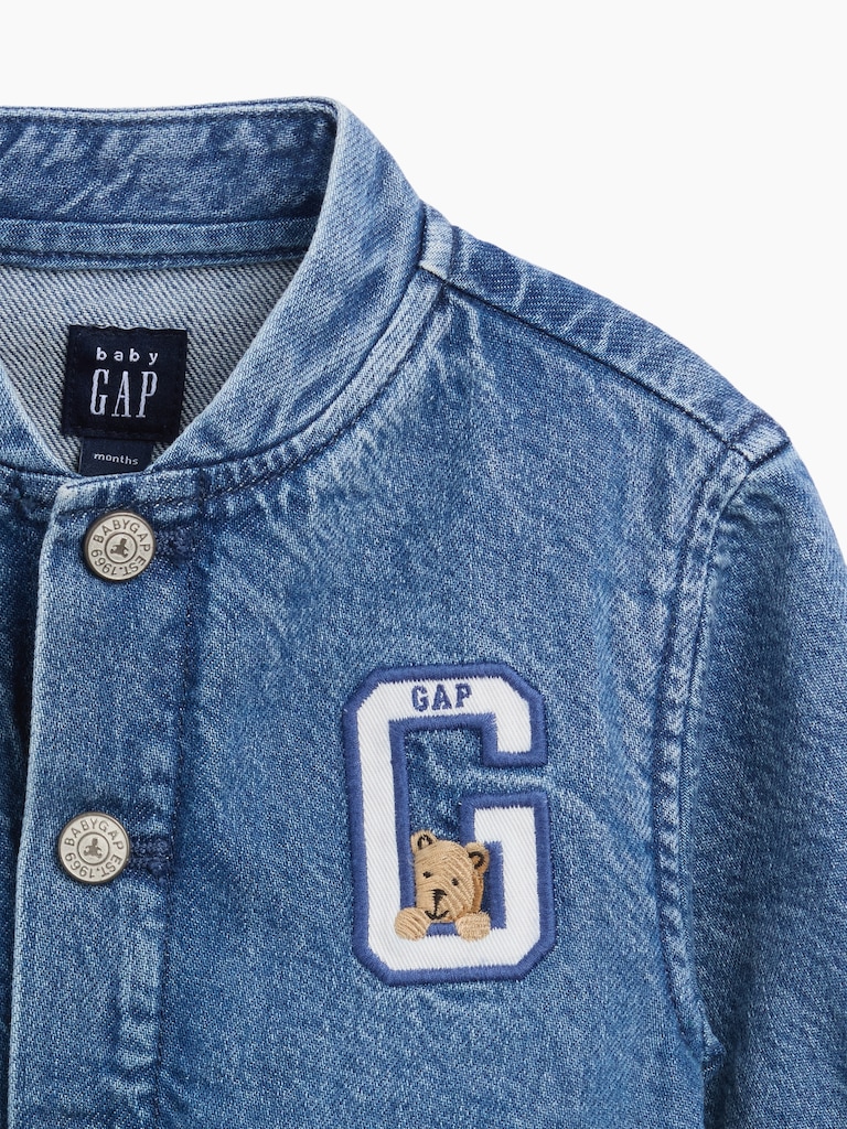 Baby Denim Brannan Bear Varsity Logo Jacket