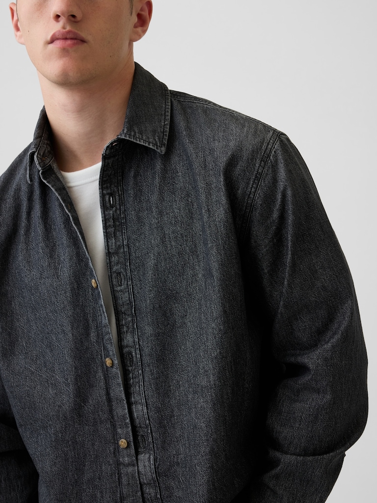 Denim Relaxed Straight-Hem Shirt