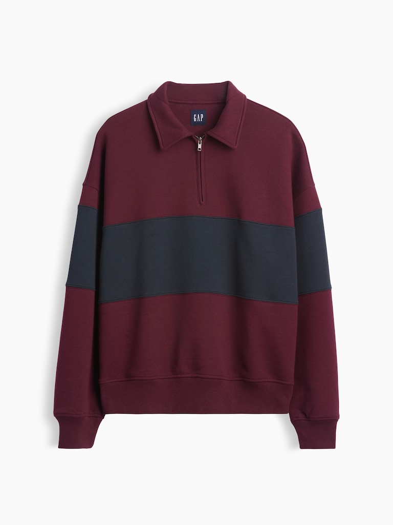 Heavyweight Oversized Stripe Half-Zip Pullover