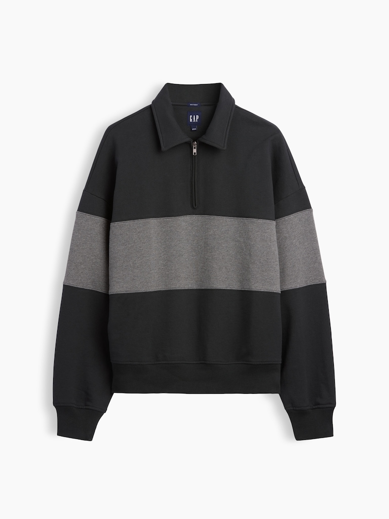 Heavyweight Oversized Stripe Half-Zip Pullover