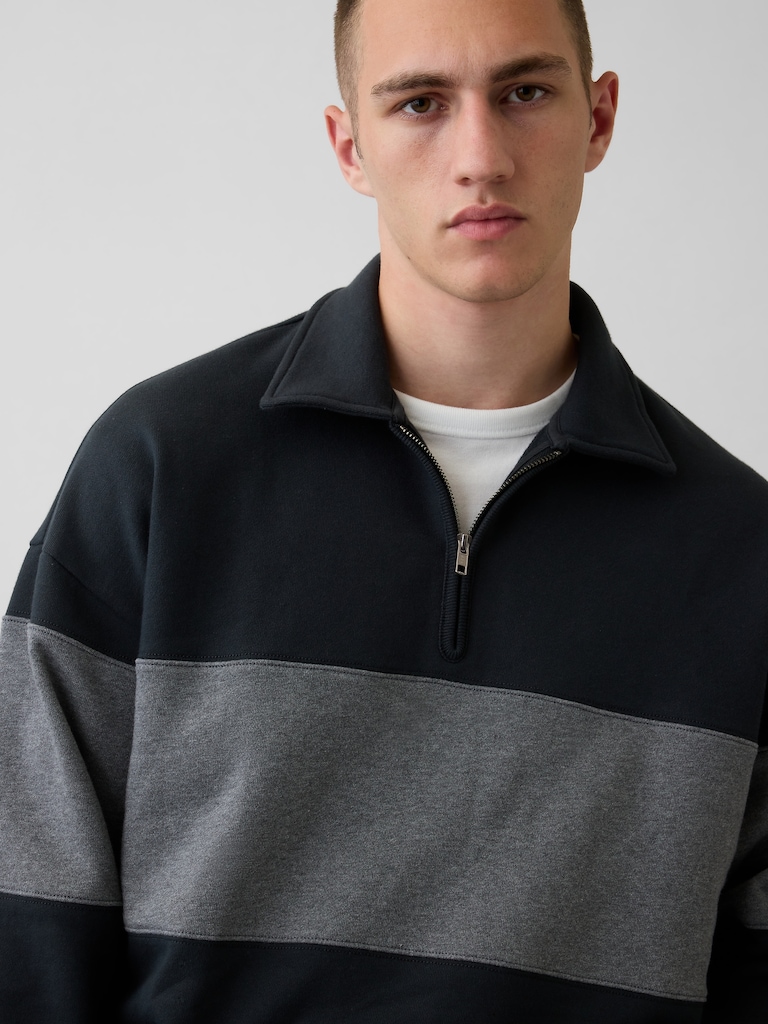 Heavyweight Oversized Stripe Half-Zip Pullover