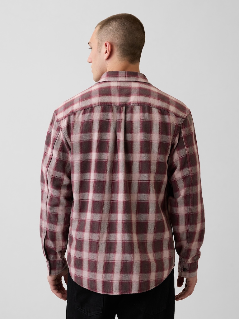 Sunwashed Twill Relaxed Plaid Shirt