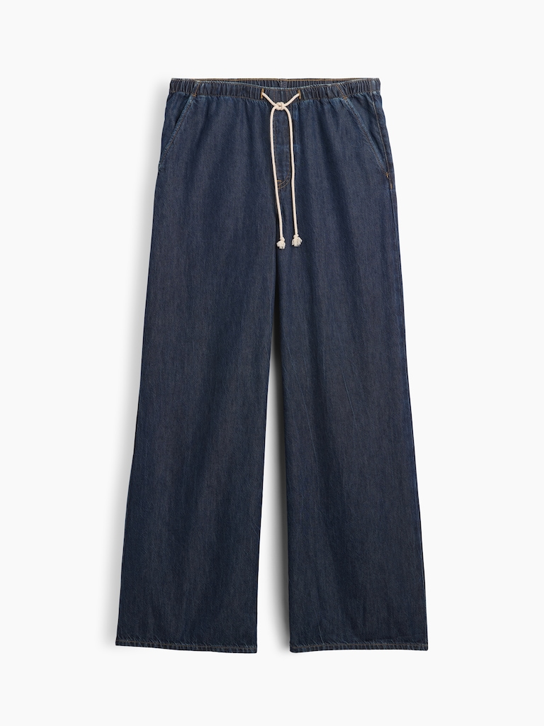 Mid Rise SuperLight Pull-On Wide-Leg Jeans