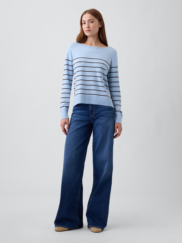 Relaxed Jersey Boatneck Sweater