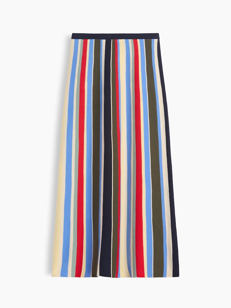 100% Cotton Stripe Easy Maxi Sweater Skirt