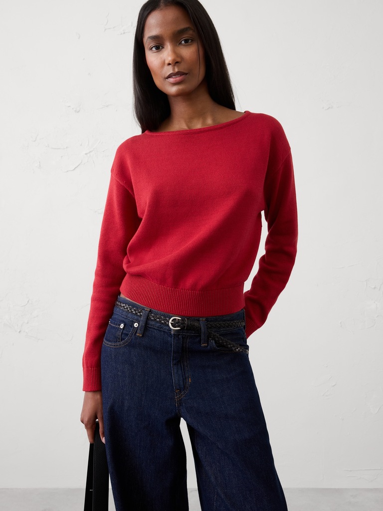 Cotton Boat-Neck Sweater