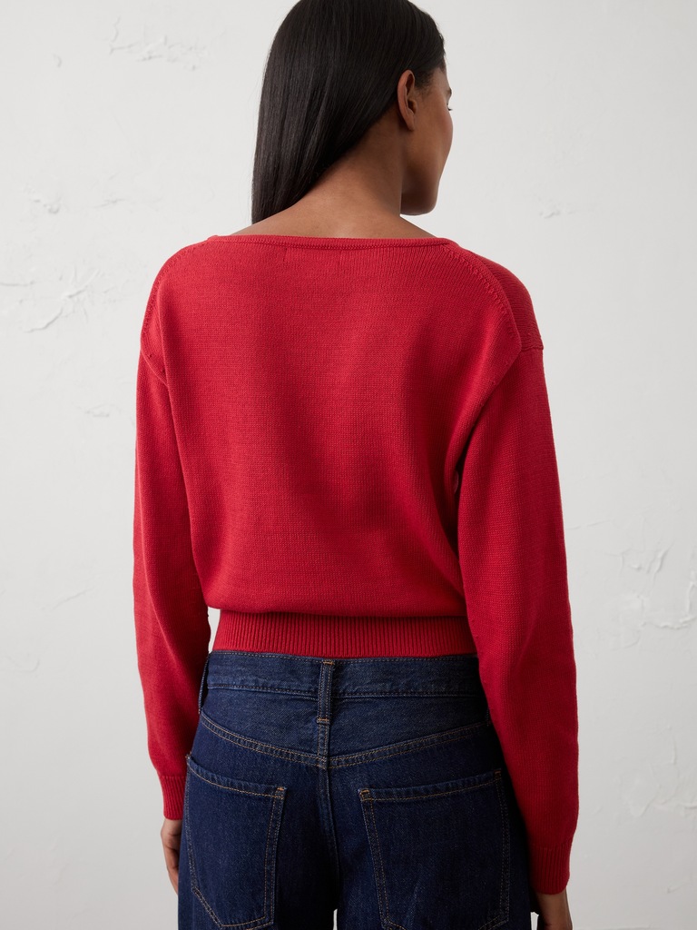 Cotton Boat-Neck Sweater
