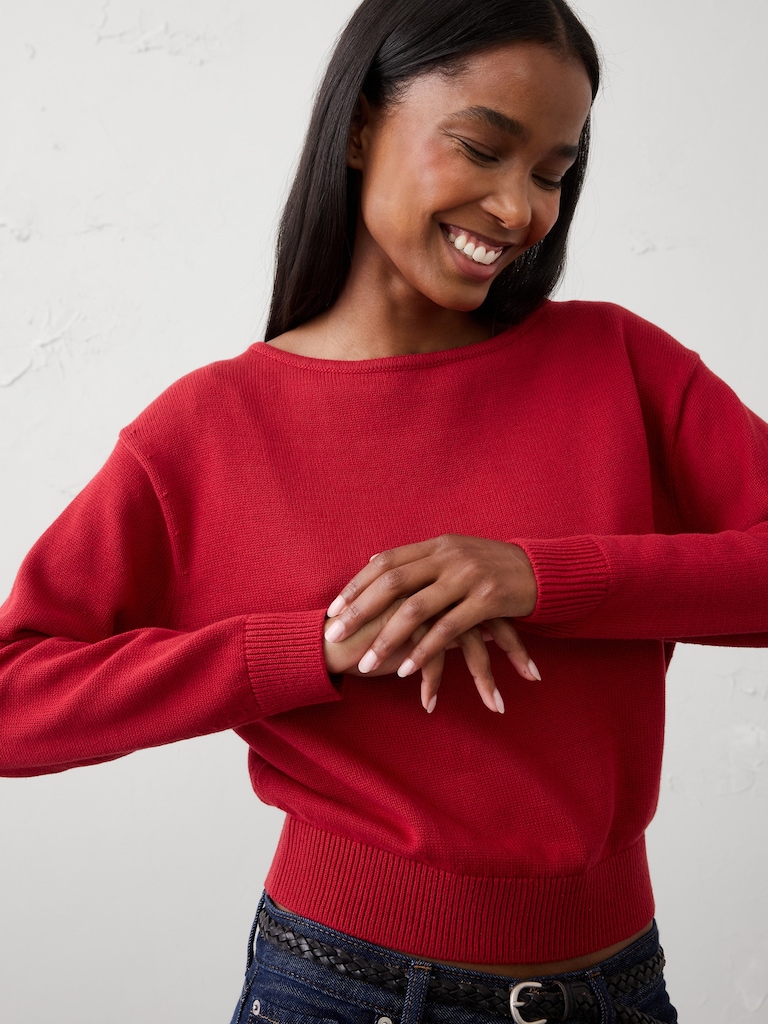 Cotton Boat-Neck Sweater