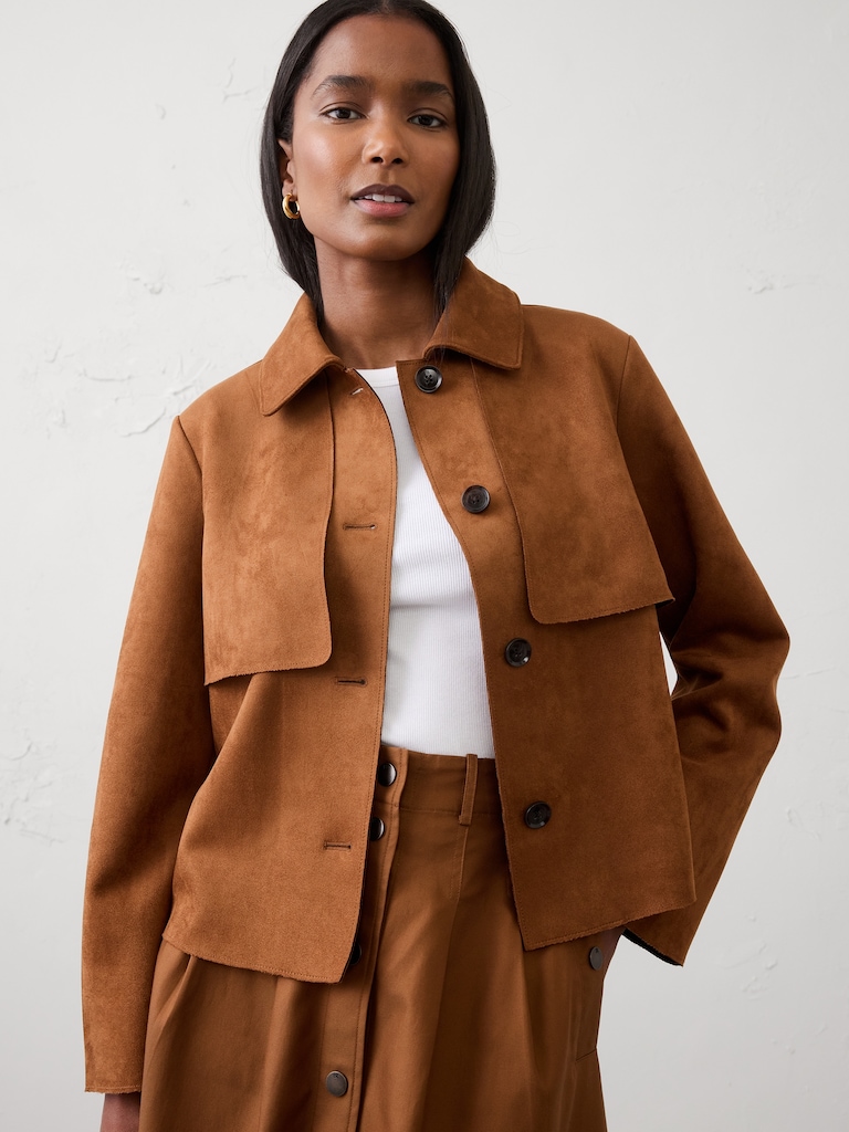 Vegan Suede Short Trench
