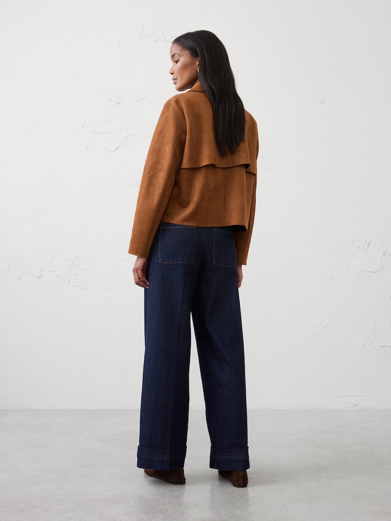Wide-Leg Mid-Rise Cuffed Jean