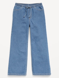 Pull-On Super Baggy Wide-Leg Denim Jeans for Girls