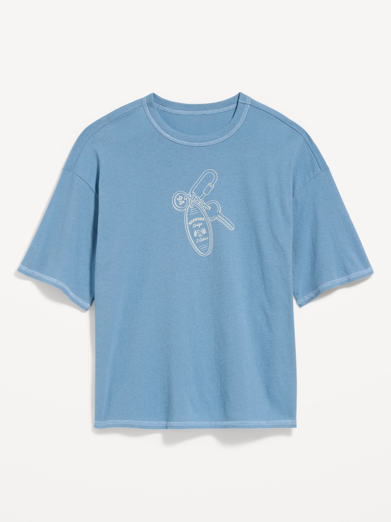 Crew-Neck Cropped Graphic T-Shirt