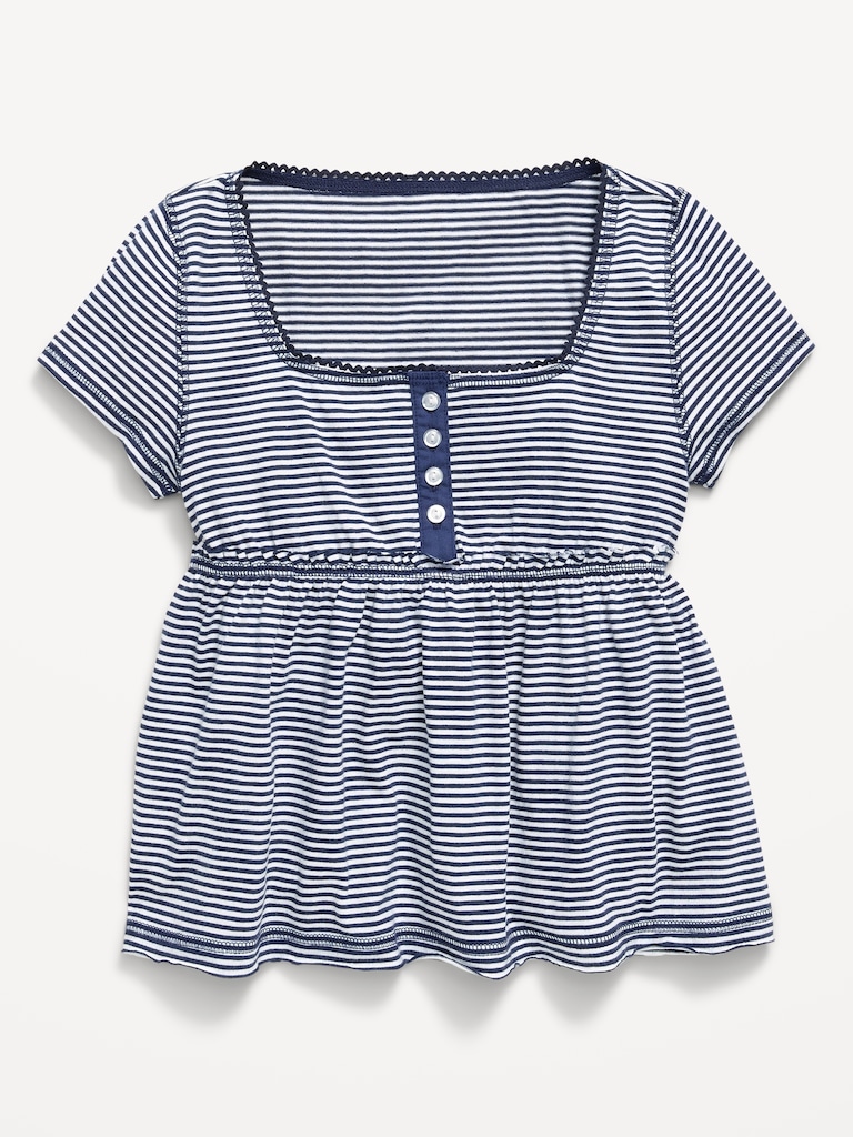 Short-Sleeve Henley Top for Girls