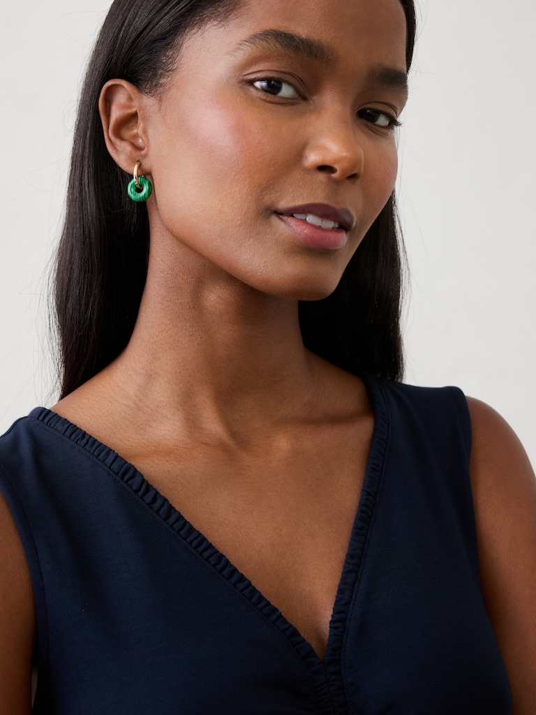 Stone Donut Hoop Earrings