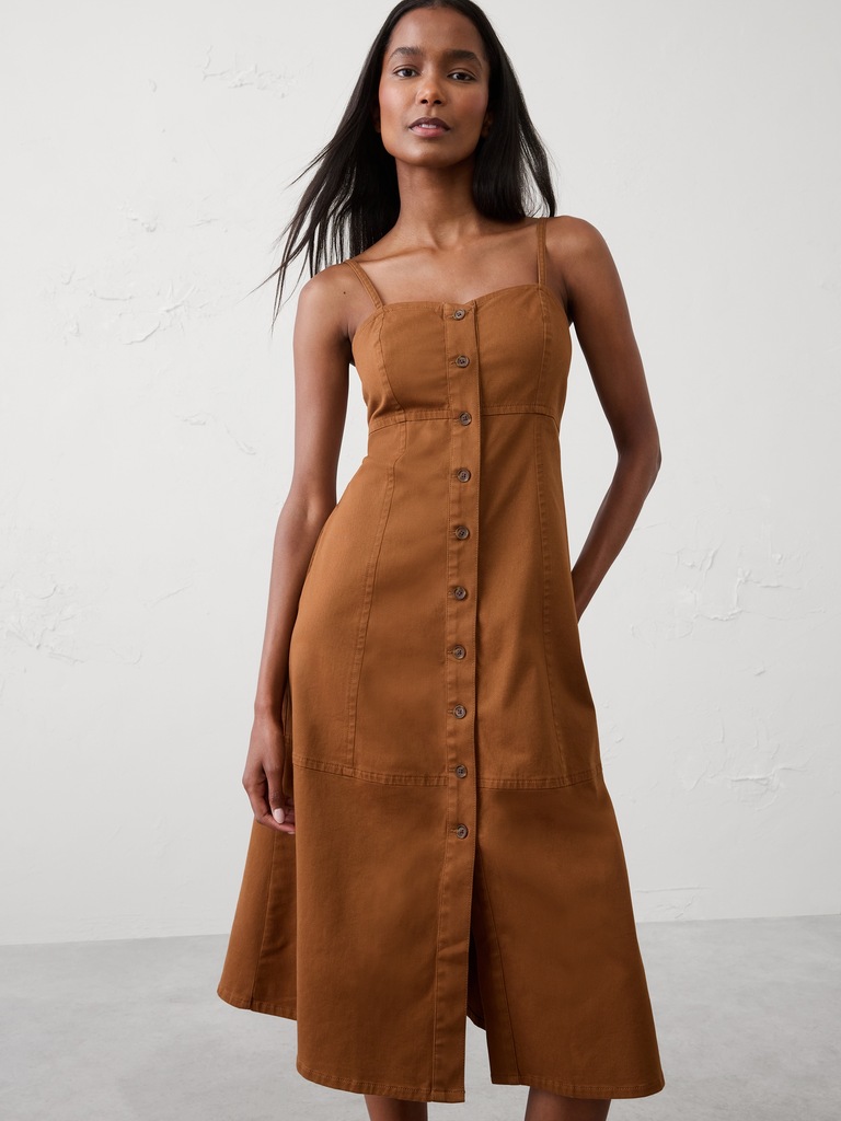 Corset Button-Down Midi Dress