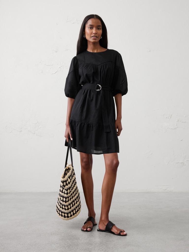 Balloon-Sleeve Mini Dress