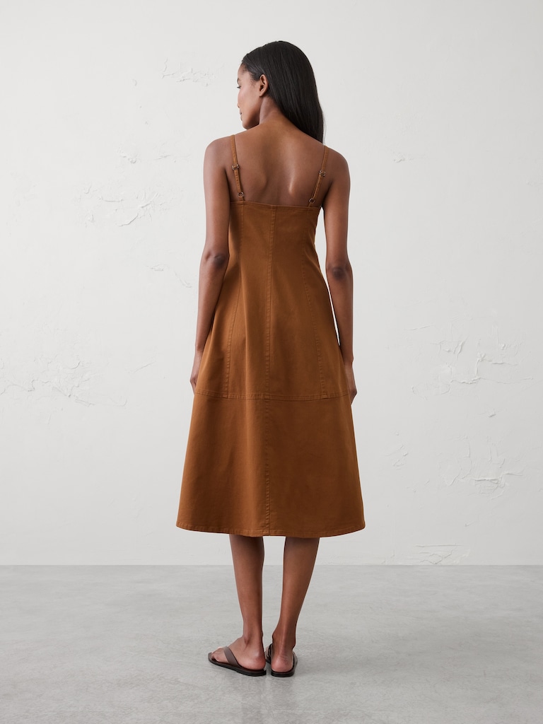 Corset Button-Down Midi Dress