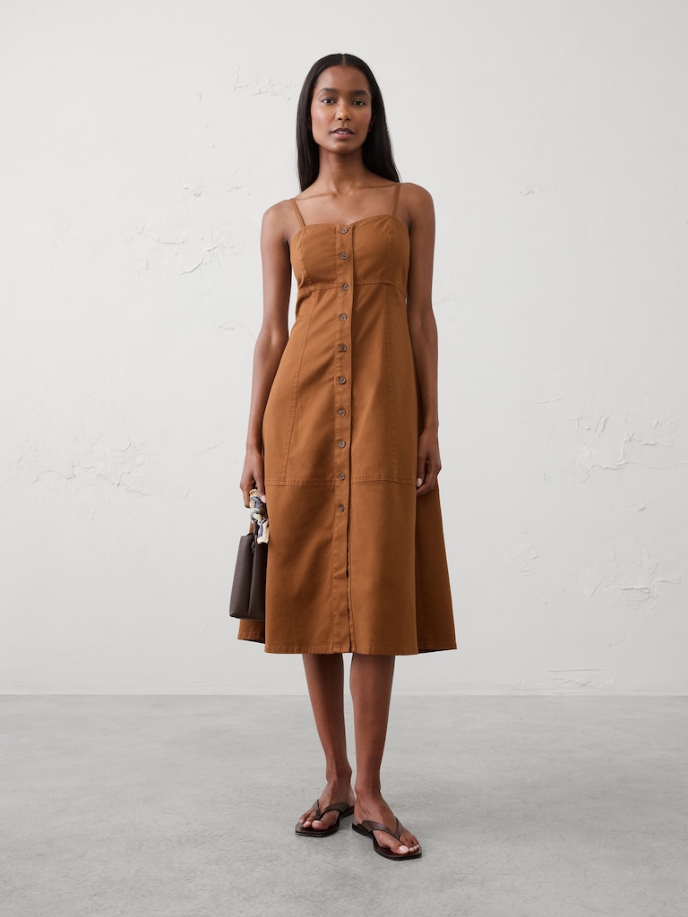Corset Button-Down Midi Dress