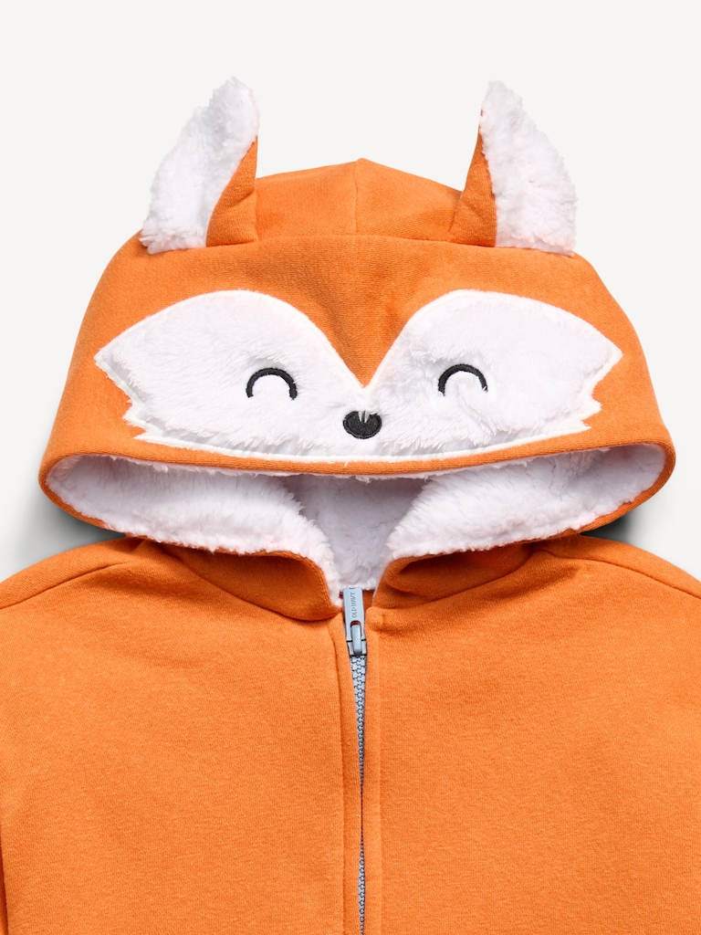 Oversized Critter Full-Zip Hoodie for Toddler Boys