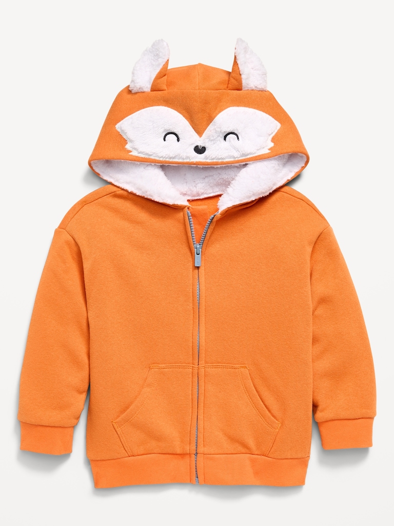 Oversized Critter Full-Zip Hoodie for Toddler Boys