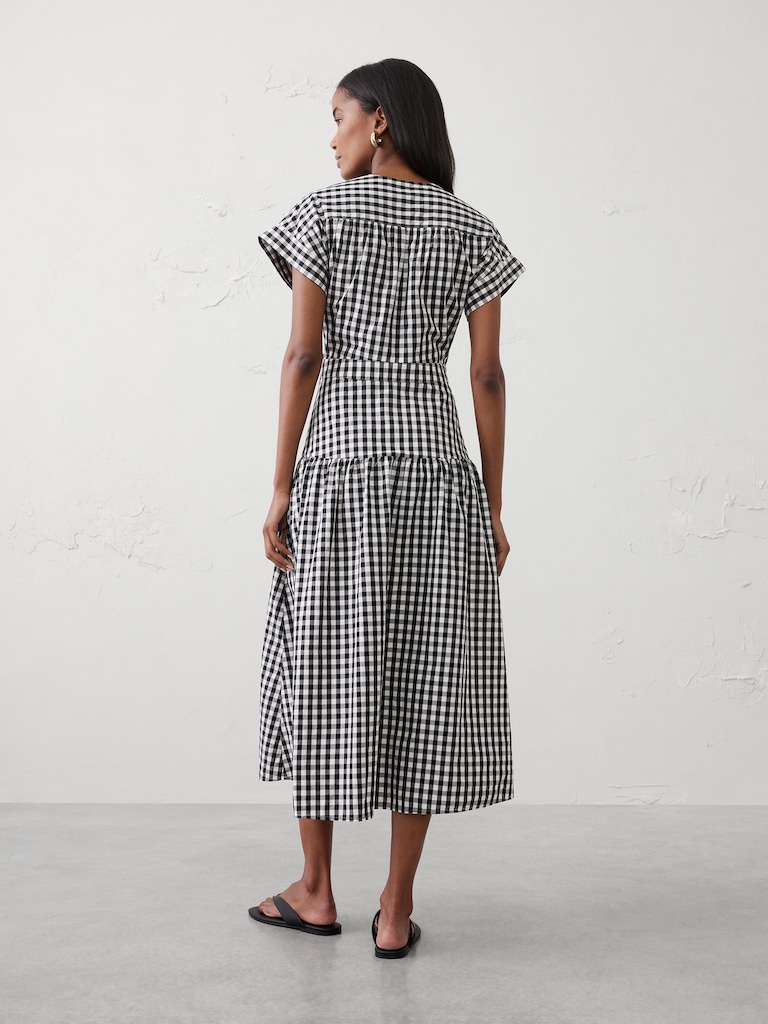 Poplin Surplice Midi Dress