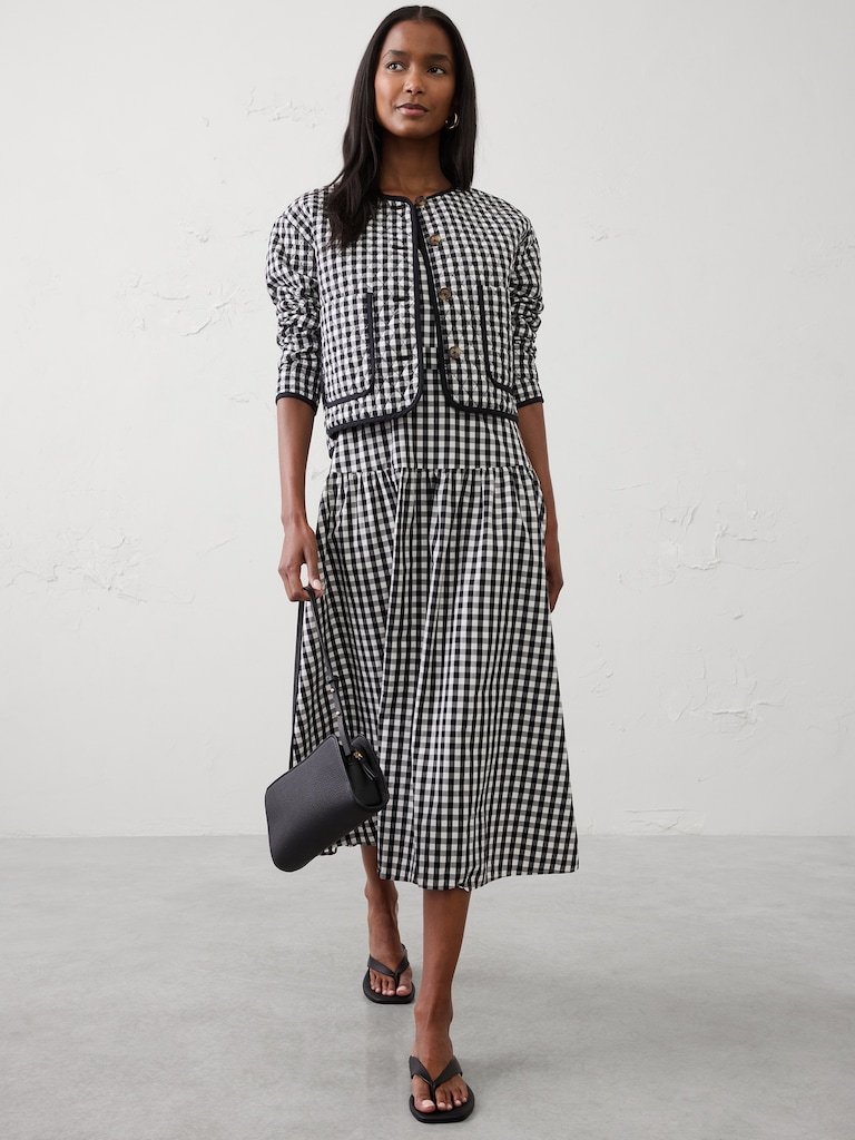Poplin Surplice Midi Dress