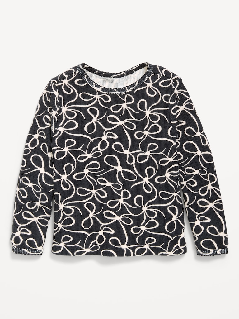Long-Sleeve Waffle Knit T-Shirt for Toddler Girls