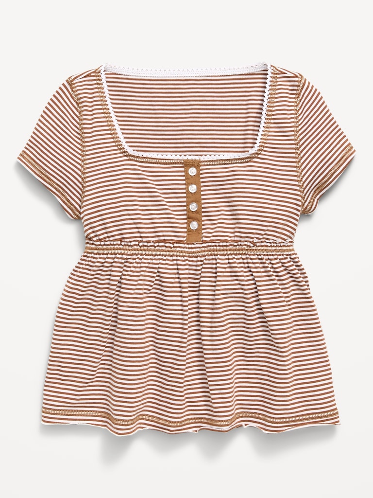 Short-Sleeve Henley Top for Girls