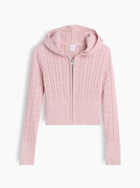 Kids 100% Cotton Cable-Knit Sweater Zip Hoodie