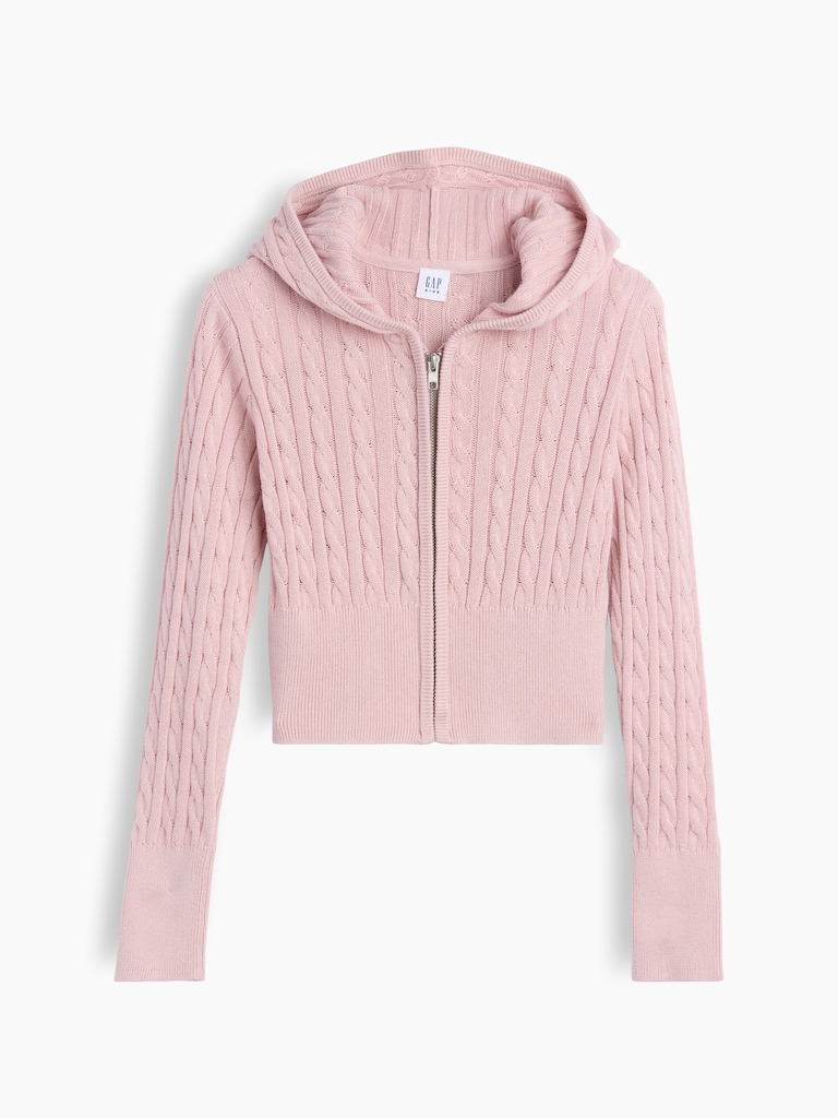 Kids Cable-Knit Sweater Zip Hoodie