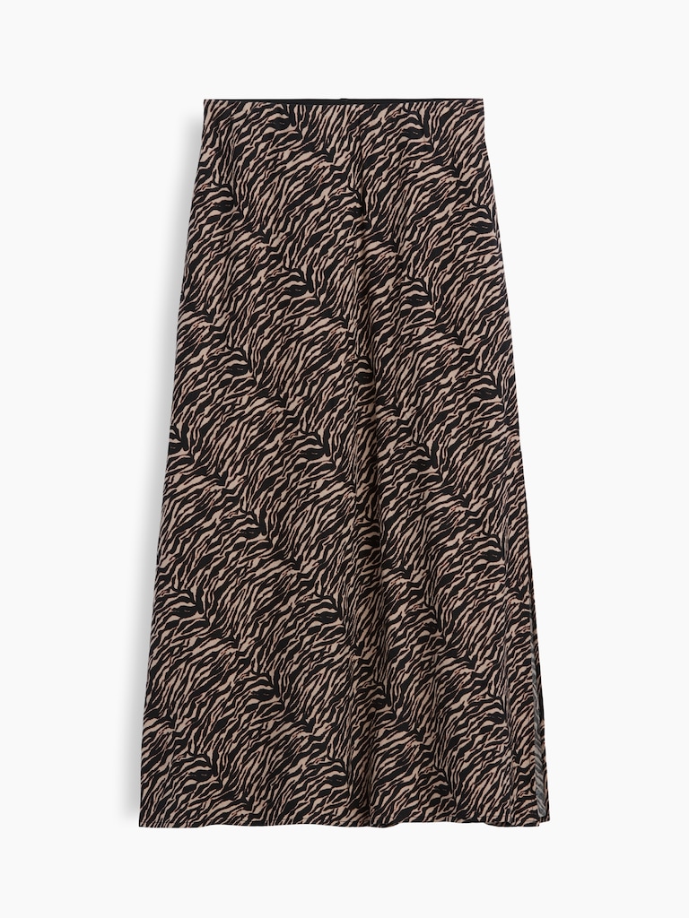 Linen-Blend Maxi Slip Skirt