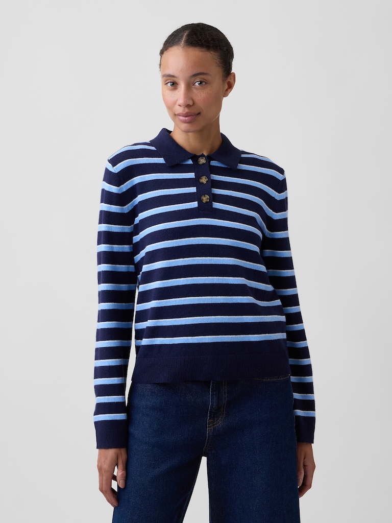 CashSoft Relaxed Polo Sweater