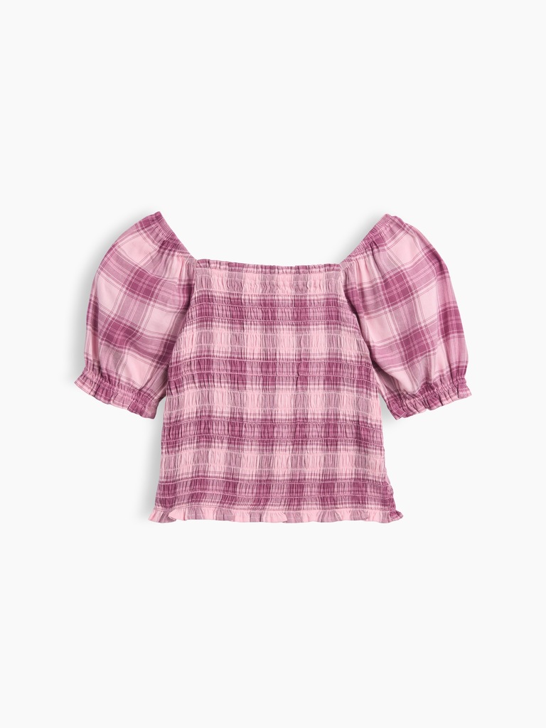 Kids Puff Sleeve Smocked Peplum Top
